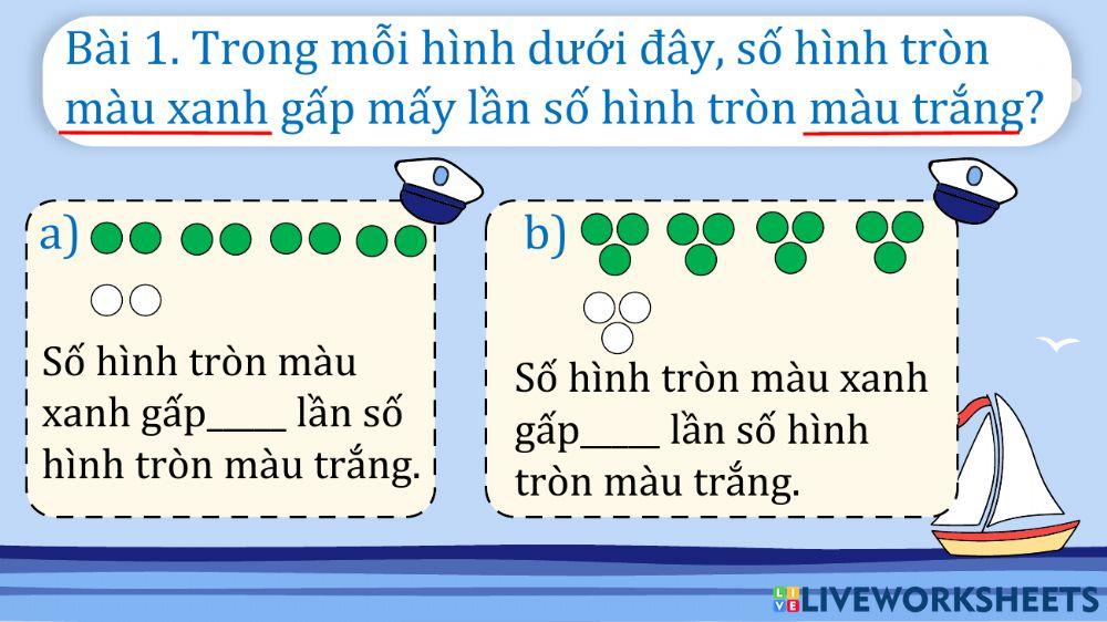 BTVN-So sánh số lớn gấp mấy lần số bé BTVN-So sánh số lớn gấp mấy lần số bé