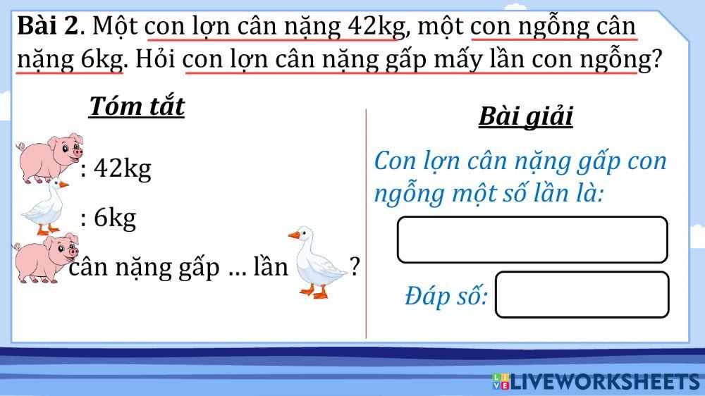 BTVN-So sánh số lớn gấp mấy lần số bé BTVN-So sánh số lớn gấp mấy lần số bé