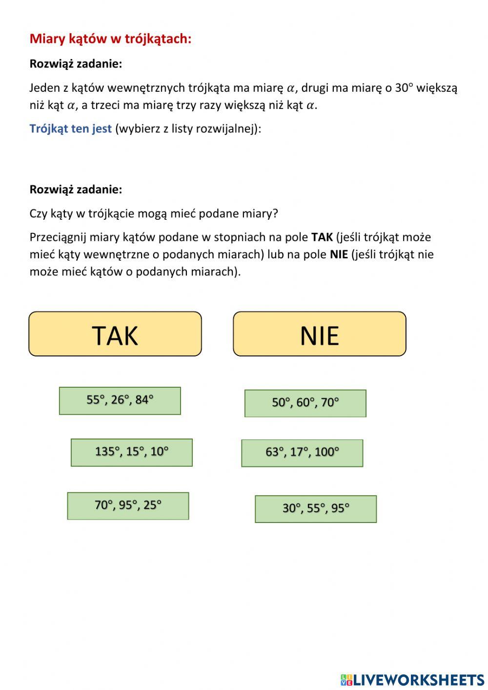 Miary kątów w trójkątach 2