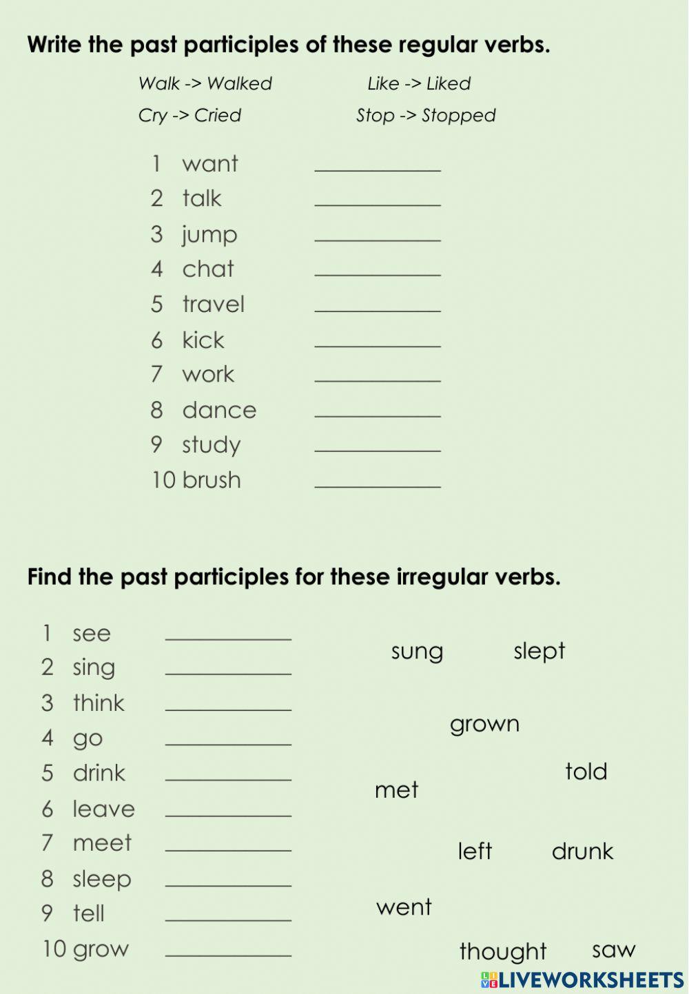 Present Participle Worksheets