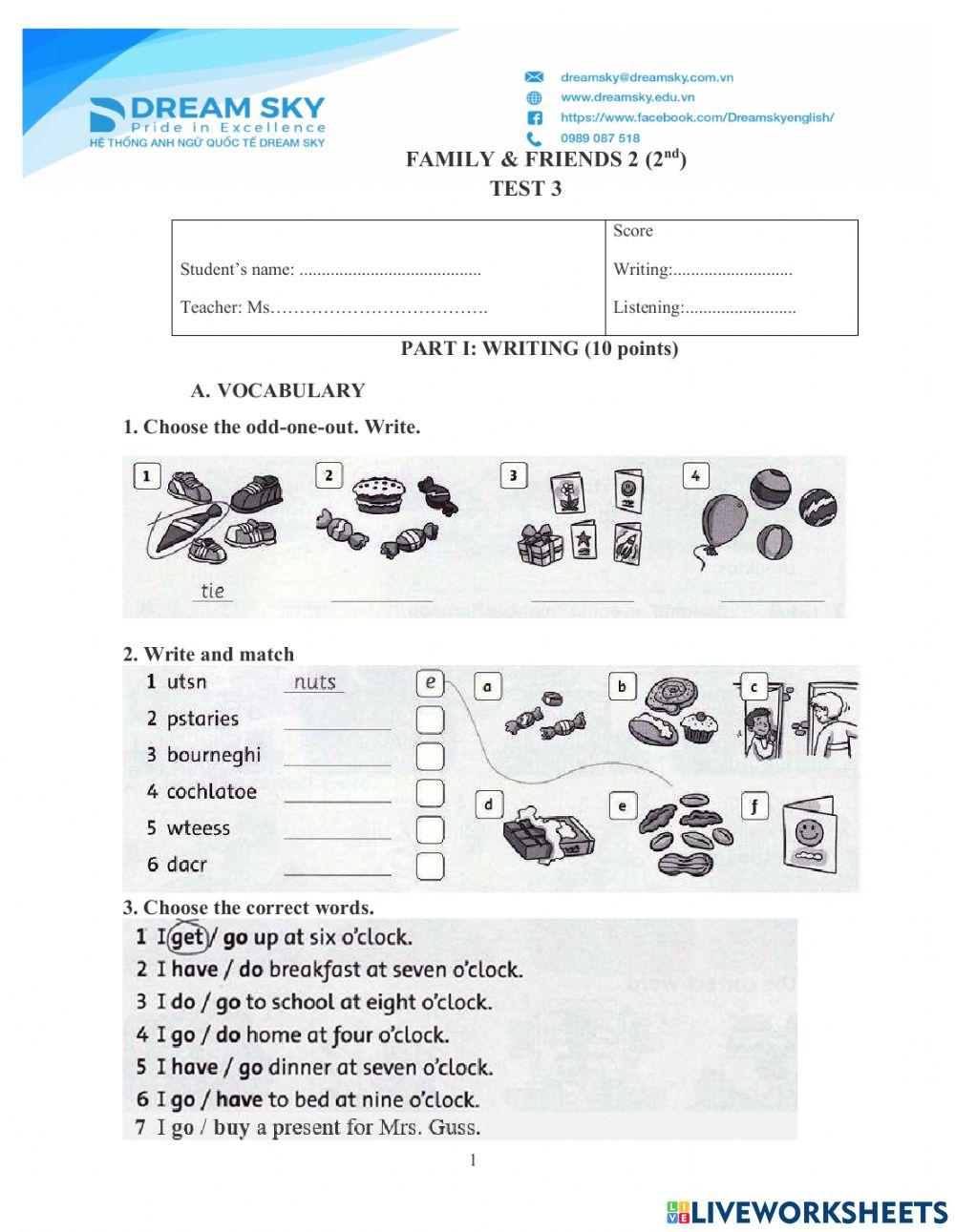 DS - Fa2 - Test 3 Writing