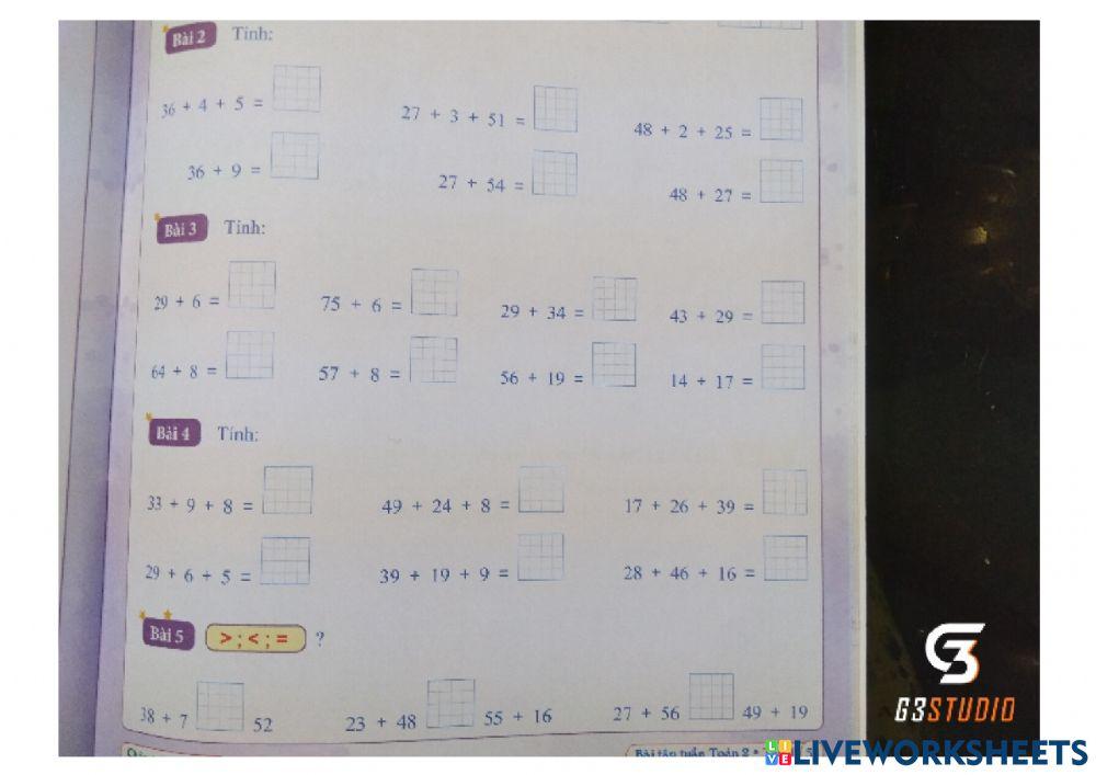 Phiếu bài tập toán cuối tuần 12 - lớp 2