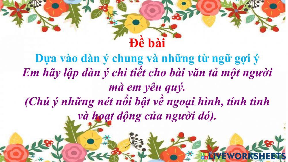 Dàn ý TLV tả người