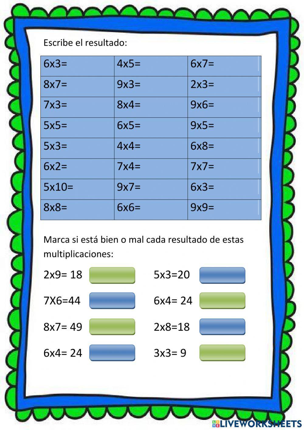 Repaso las tablas de multiplicar