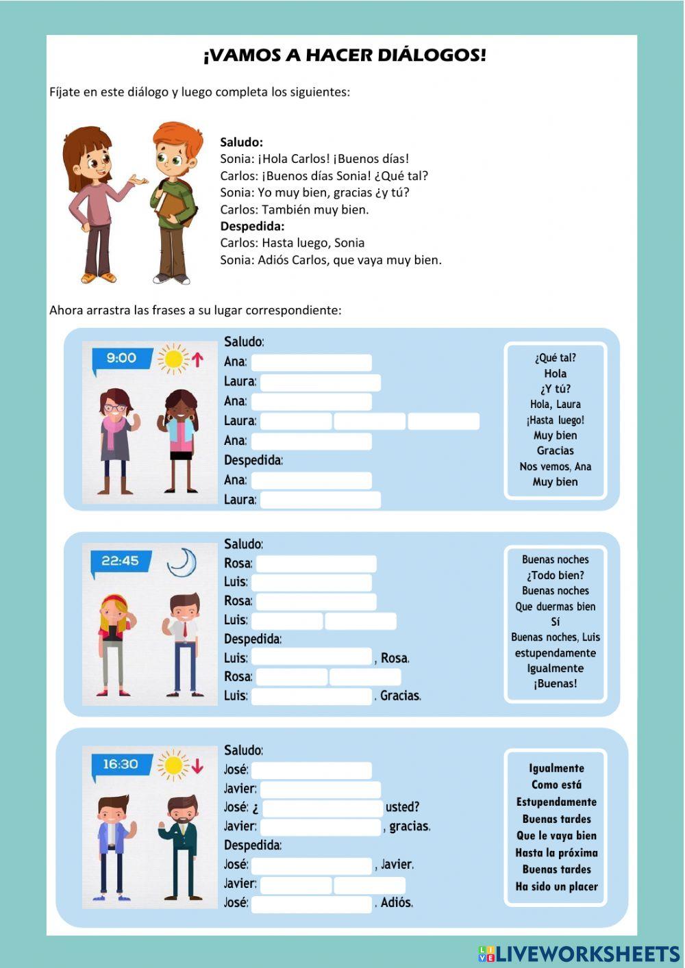 Saludos y Despedidas online exercise for Live Worksheets