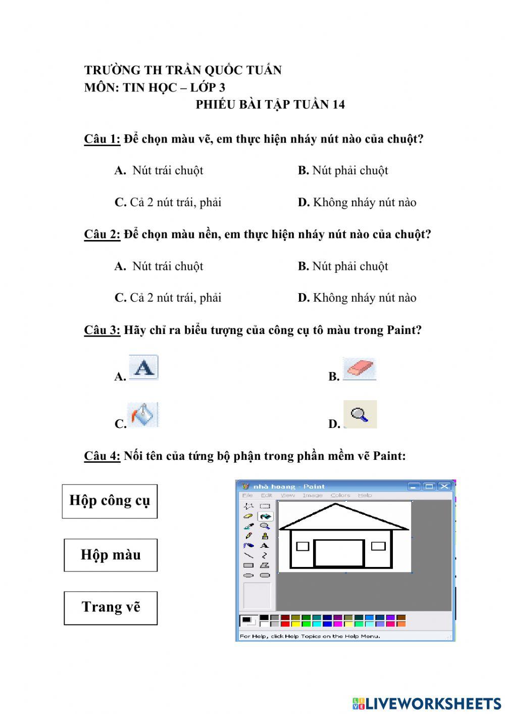 BT tin học lớp 3 - tuần 14