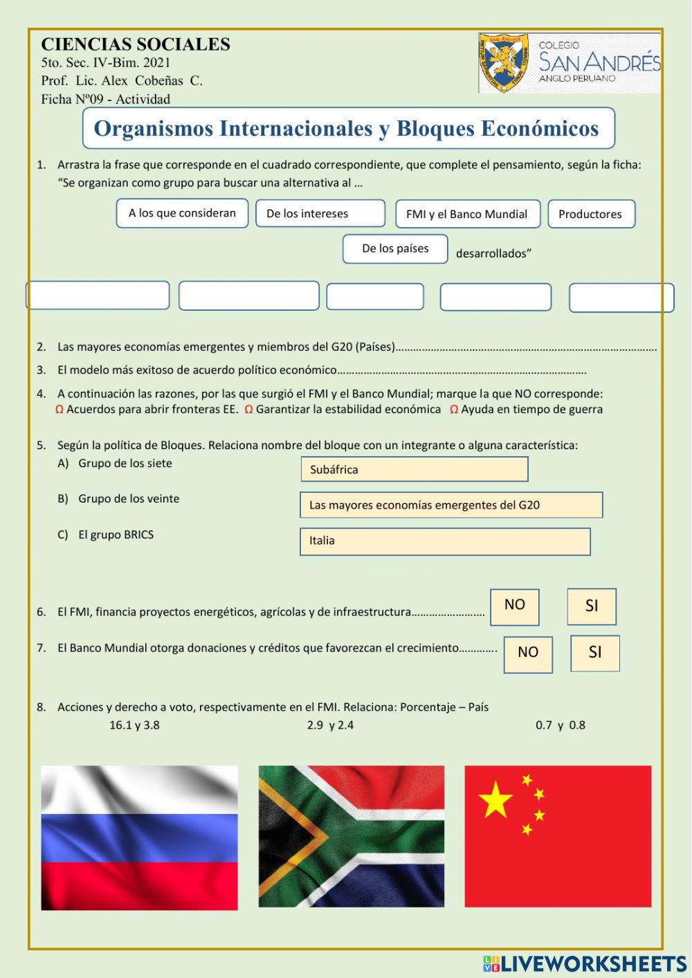 Bloques económicos y Organismos Internacionales 