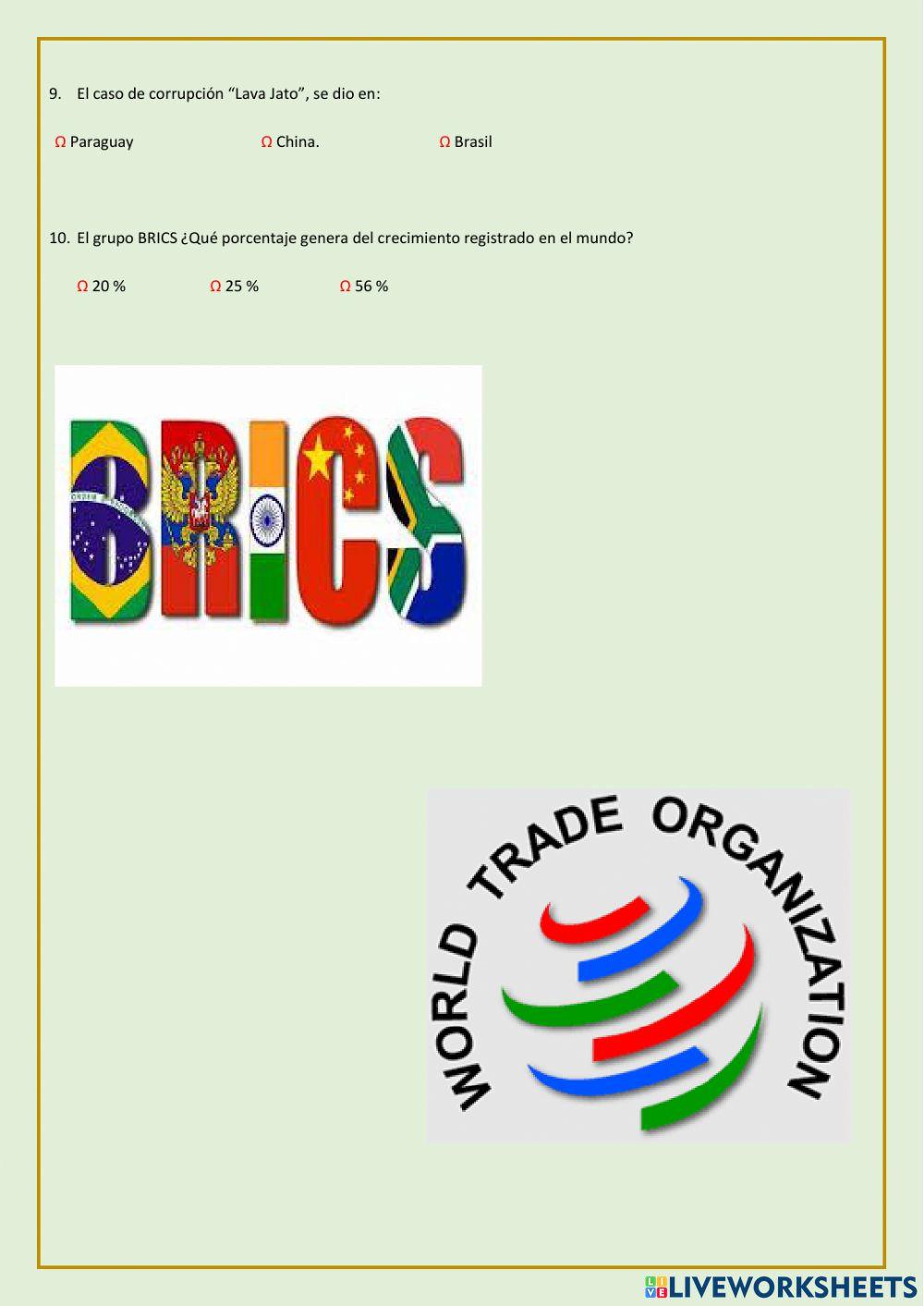 Bloques económicos y Organismos Internacionales 