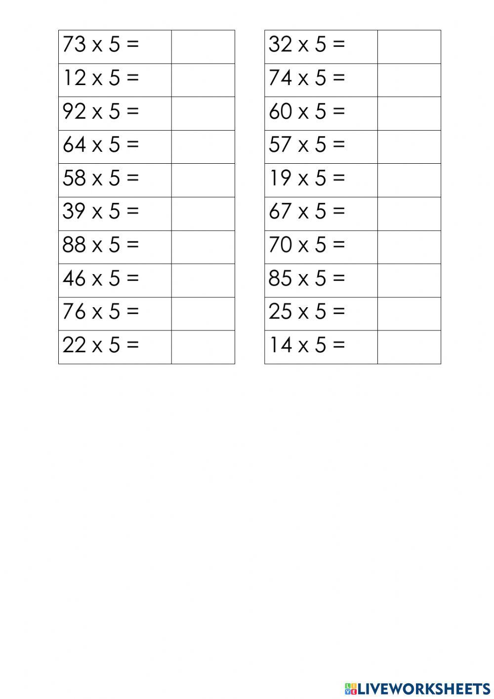 Умножение двузначного числа на 5