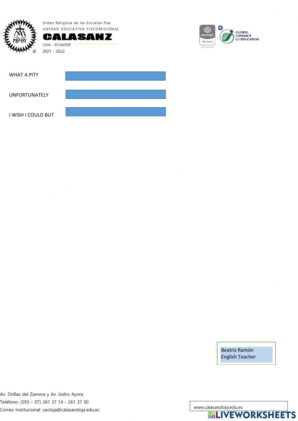 Vocabulary for an informal email