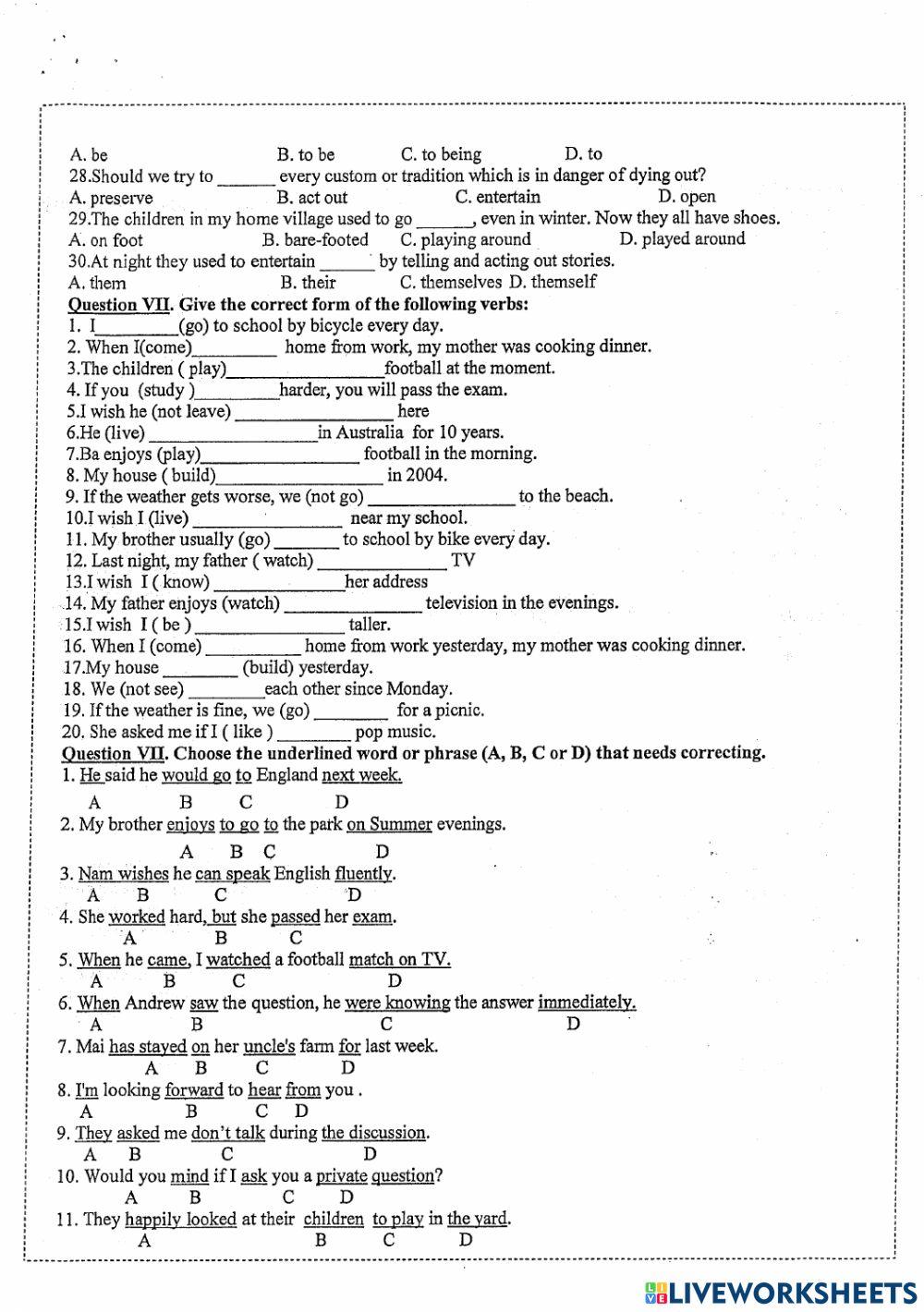 Y9 Review for Final term 1 - H.L