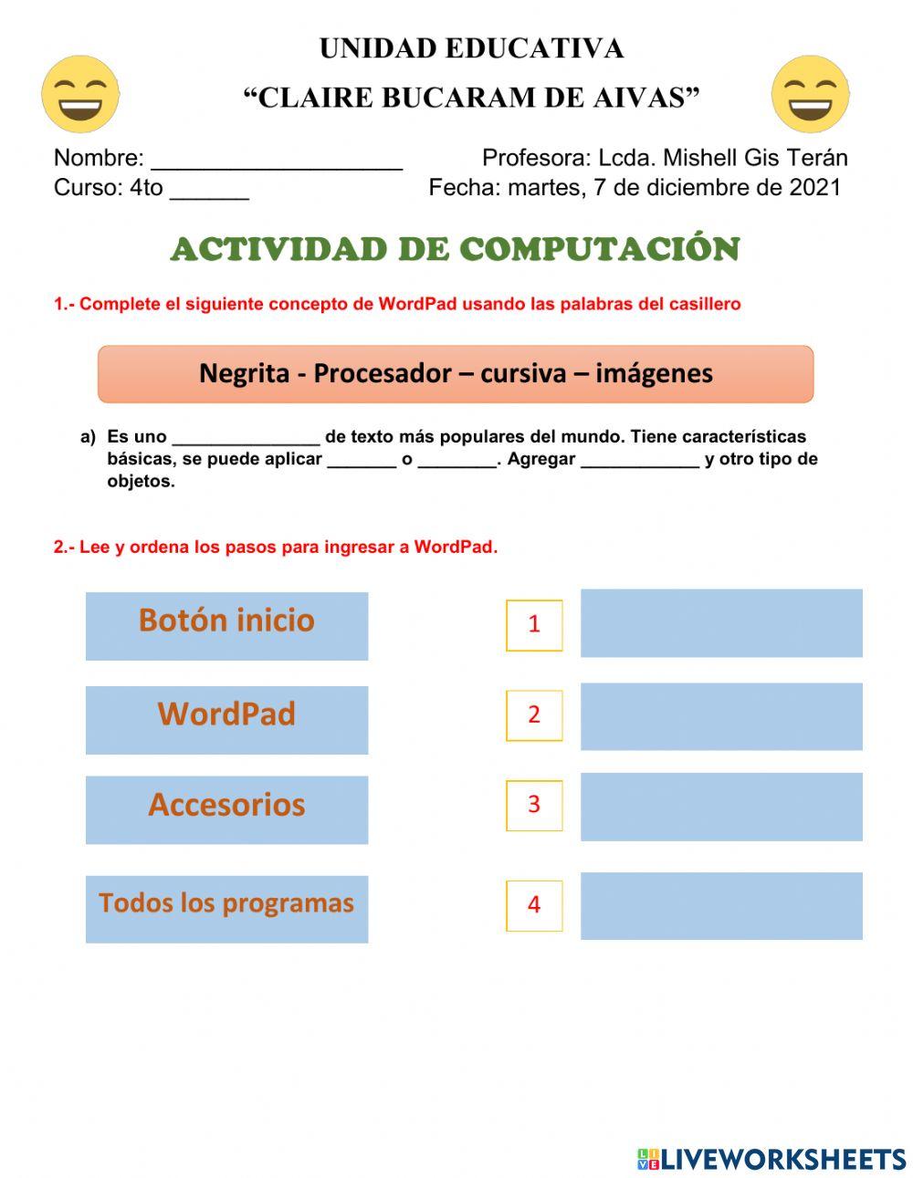 Actividad del 7 de diciembre