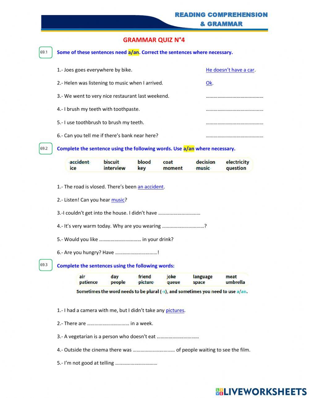 Countables and uncountables nouns