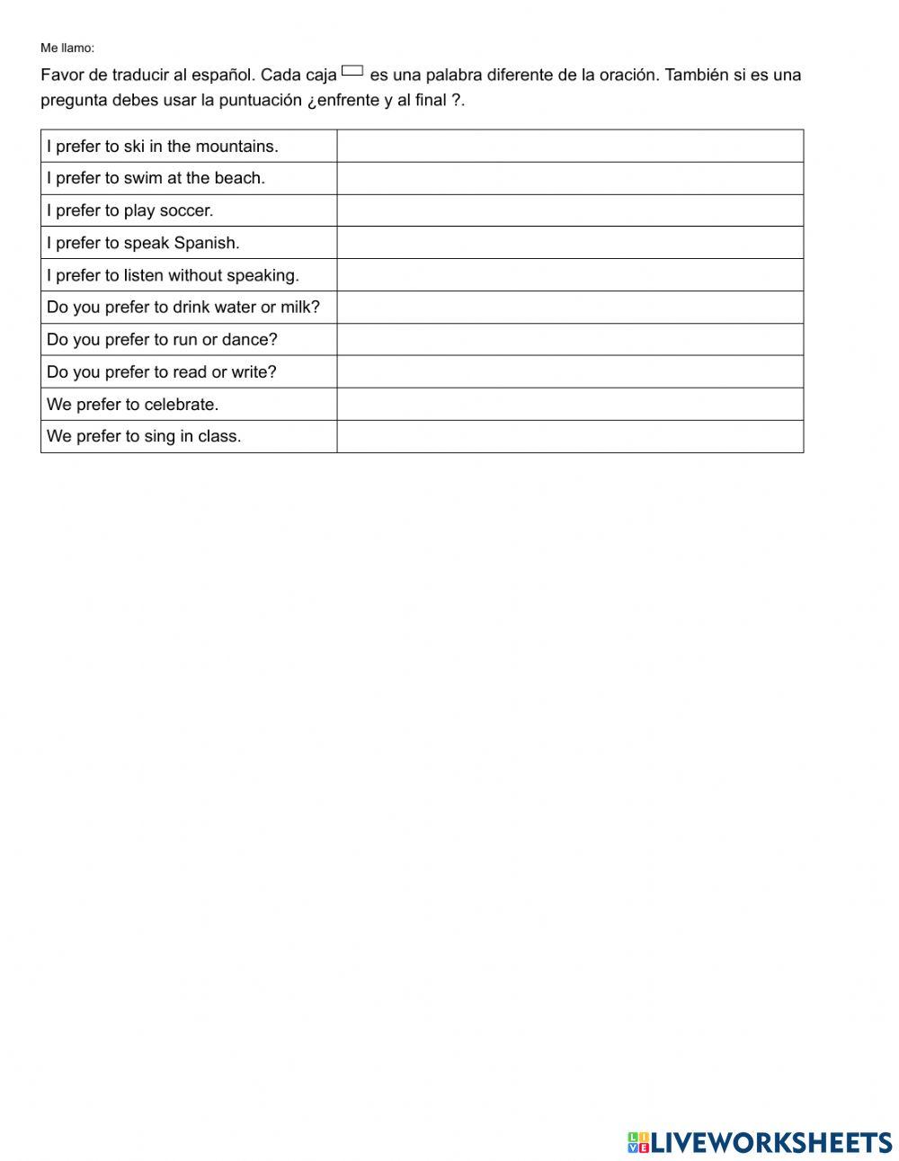 Para expresar preferencias