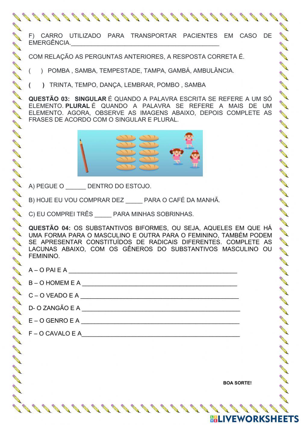 Avaliação de português