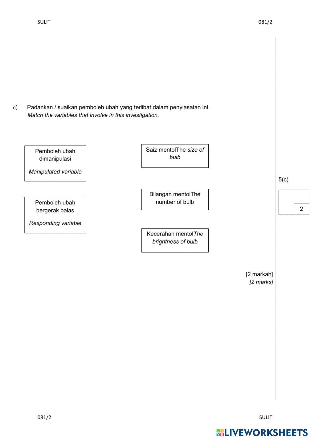 Pembetulan pentaksiran sains kertas 2