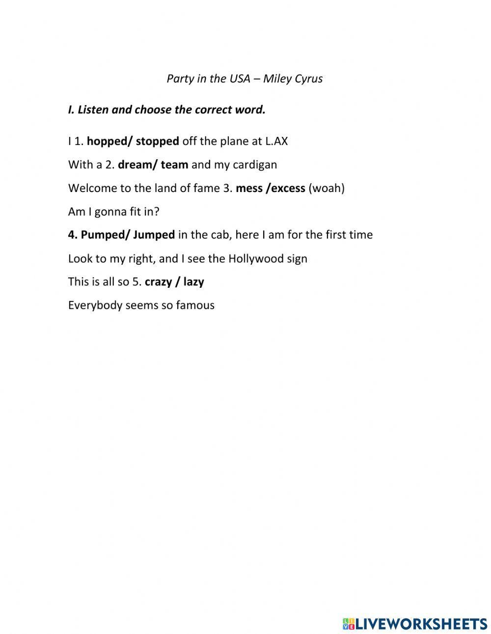 Party in the Usa - Miley Cyrus