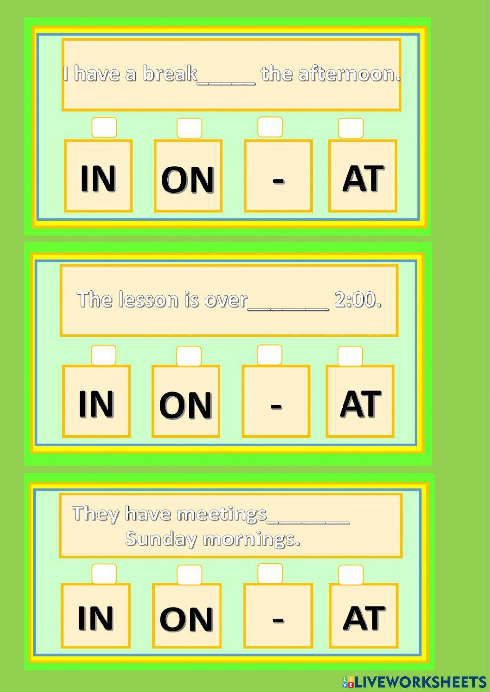 Prepositions of time