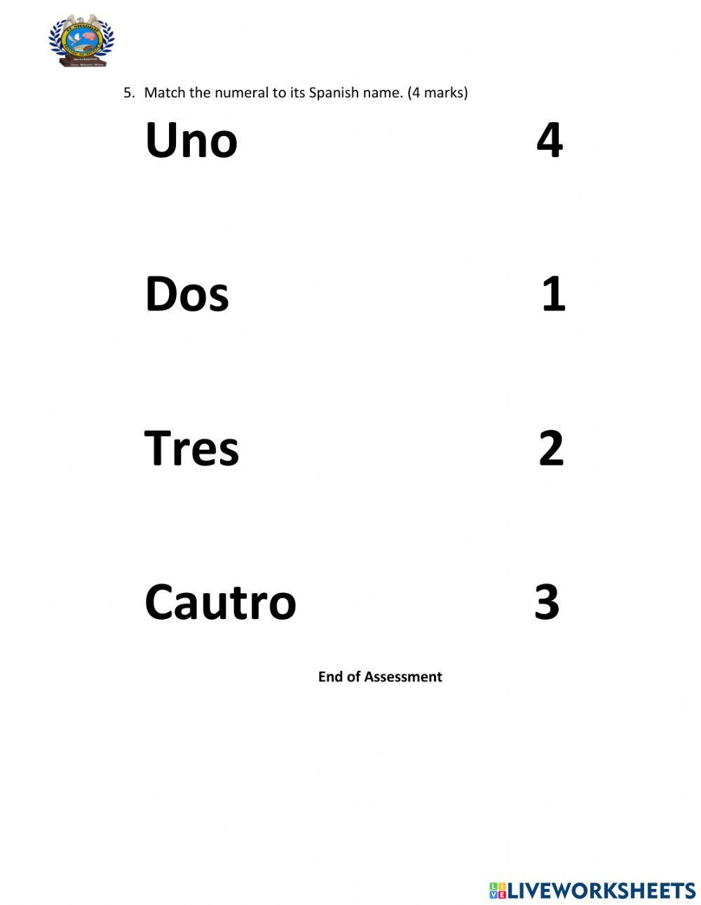 End of Term 1 Assessment