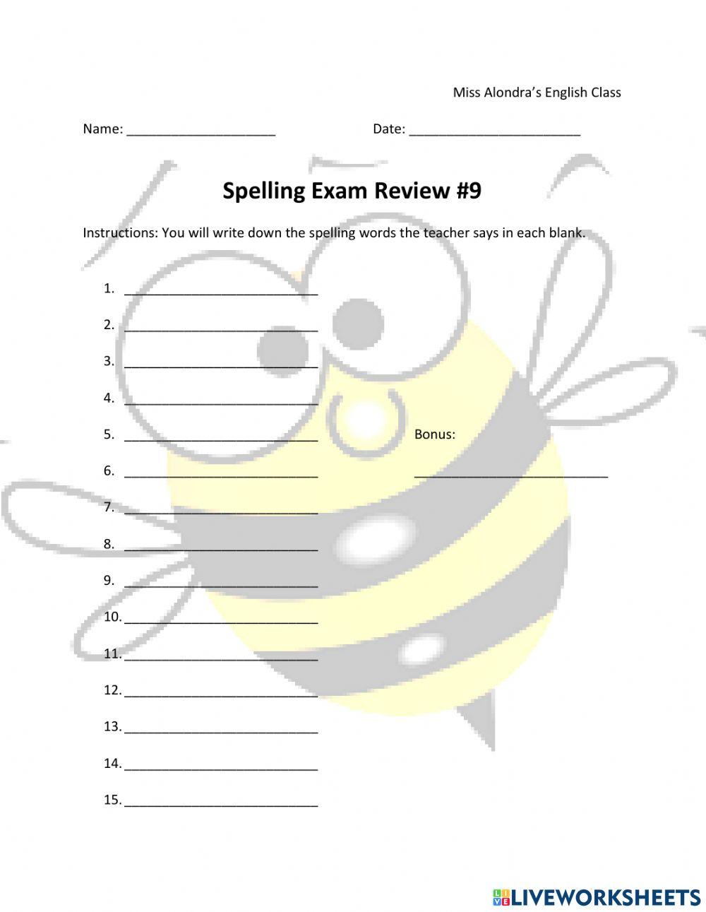 Spelling Exam -9