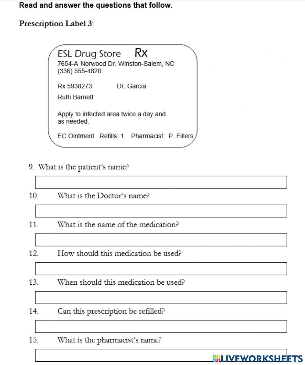 Label a prescription - part 3