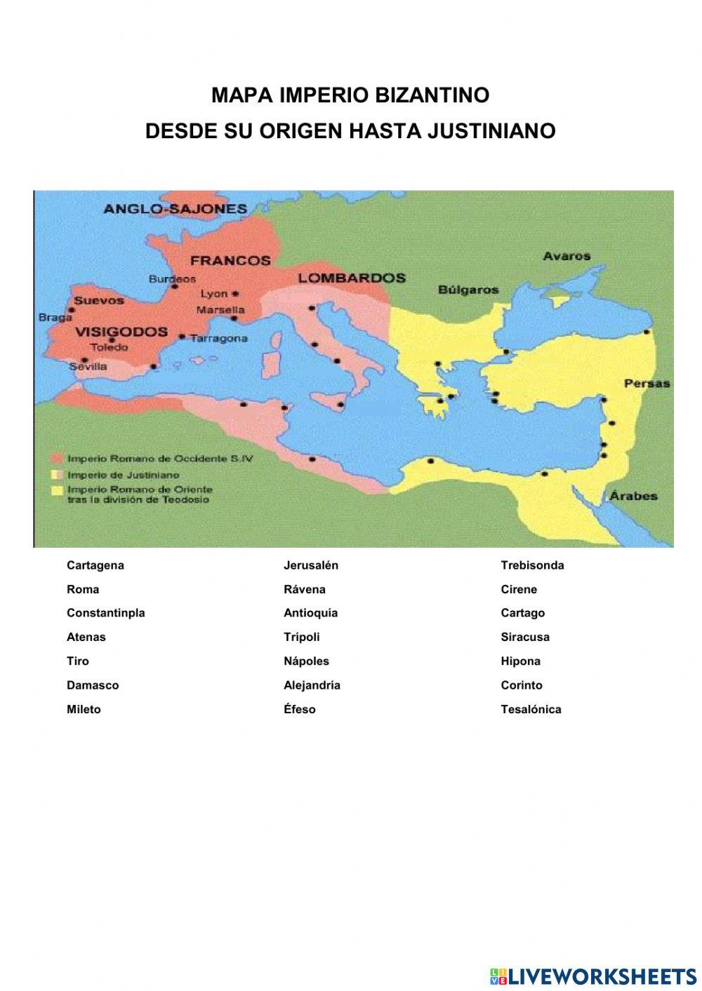 Mapa Imperio Bizantino