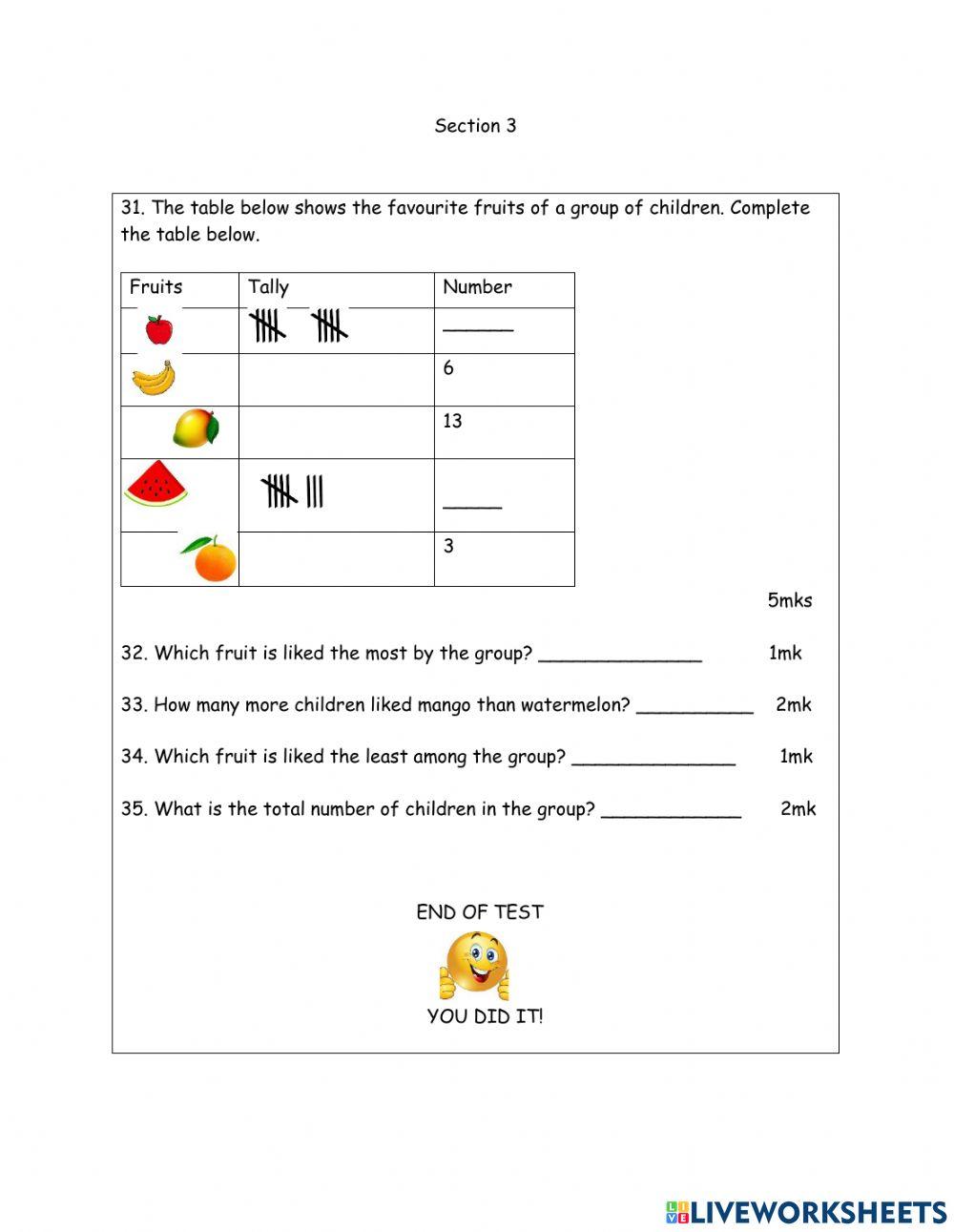 Std.4 section 3 Maths online exercise for | Live Worksheets