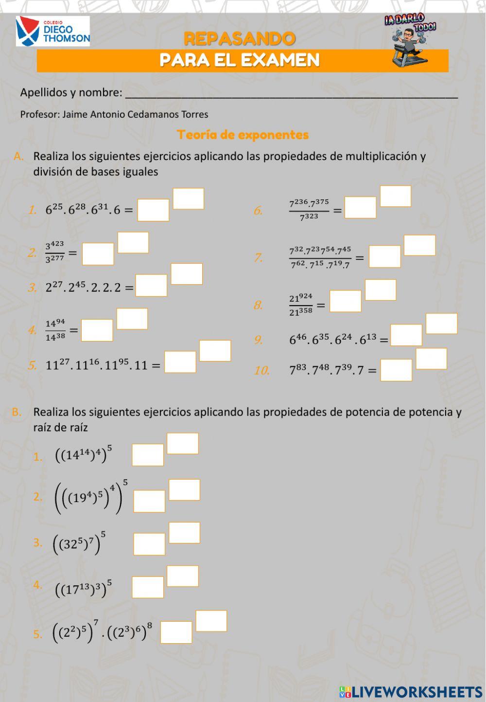 4to - Álgebra - Repaso 4to - Álgebra - Repaso