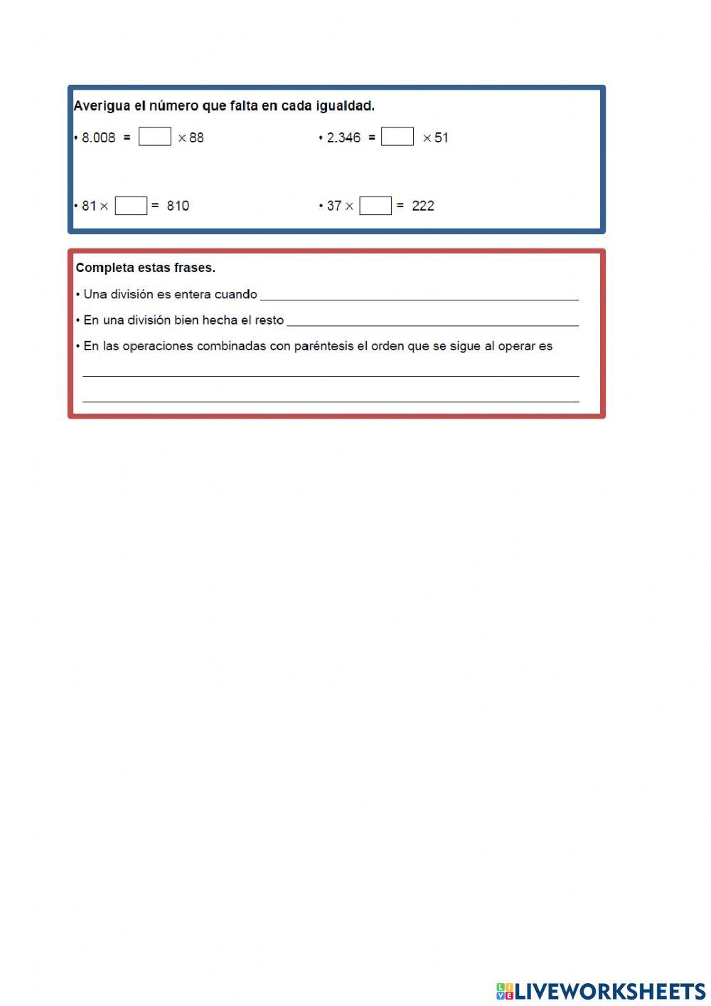 Divisiones una y dos cifras