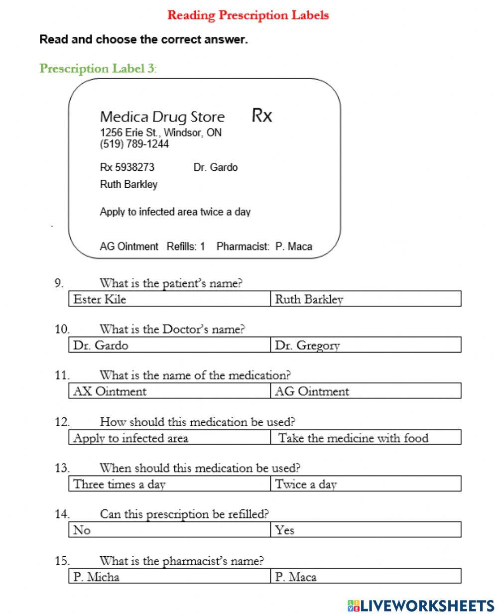 Reading a Pharmacy Label- part 3