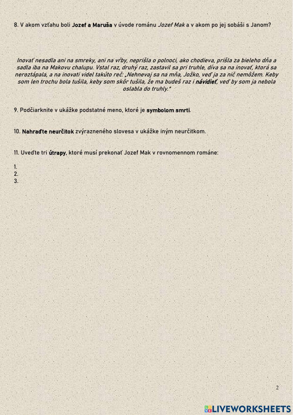 Jozef Cíger Hronský: Jozef Mak-analýzy diela