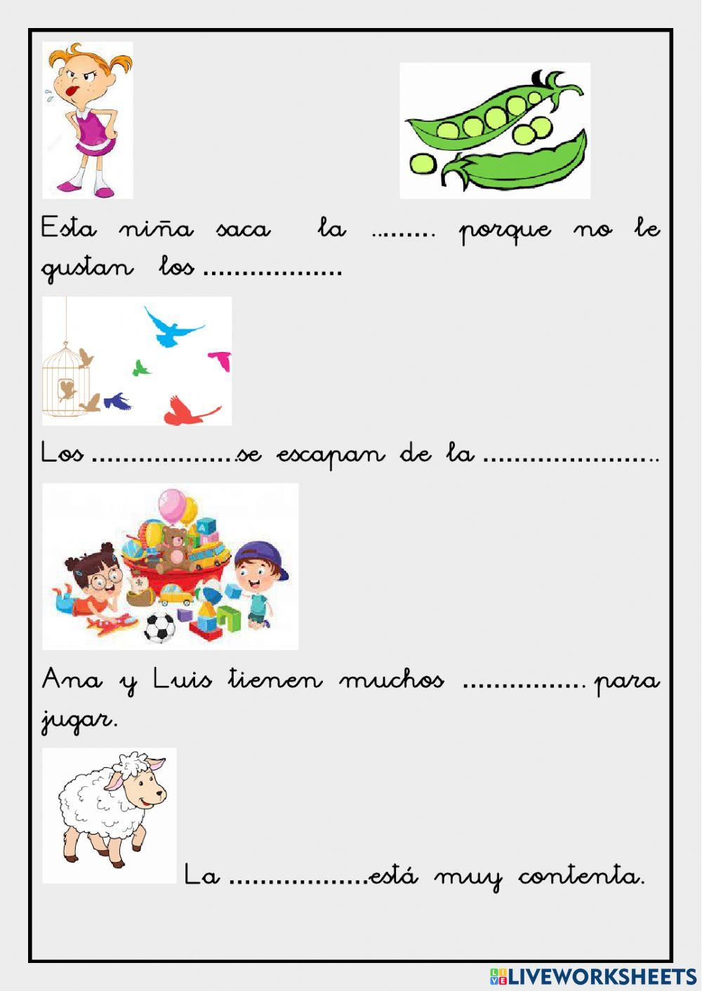 Completa las oraciones con las palabras que faltan.