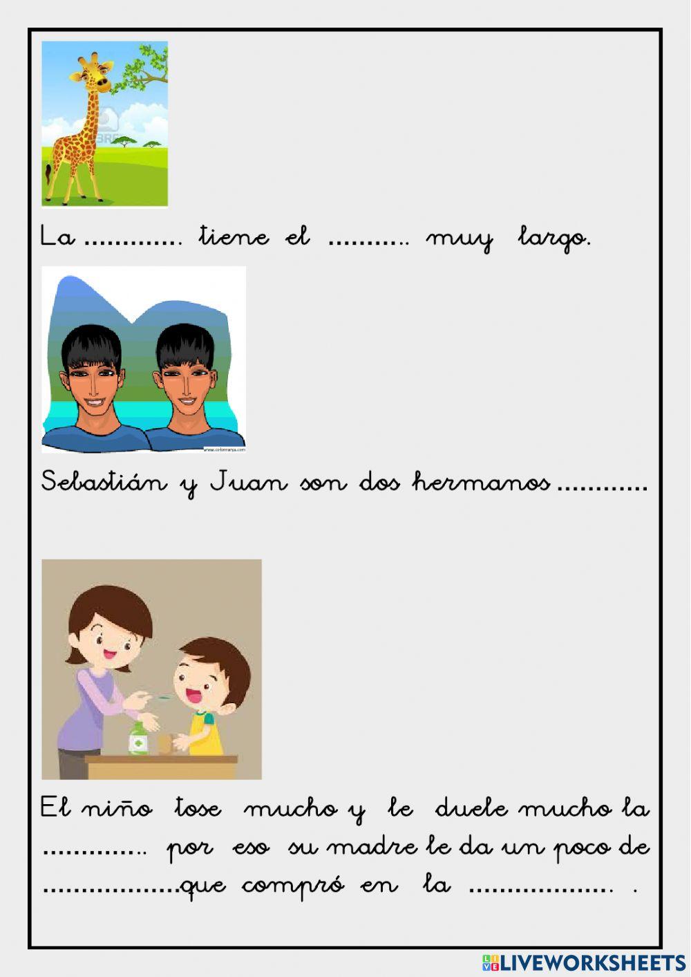 Completa las oraciones con las palabras que faltan.