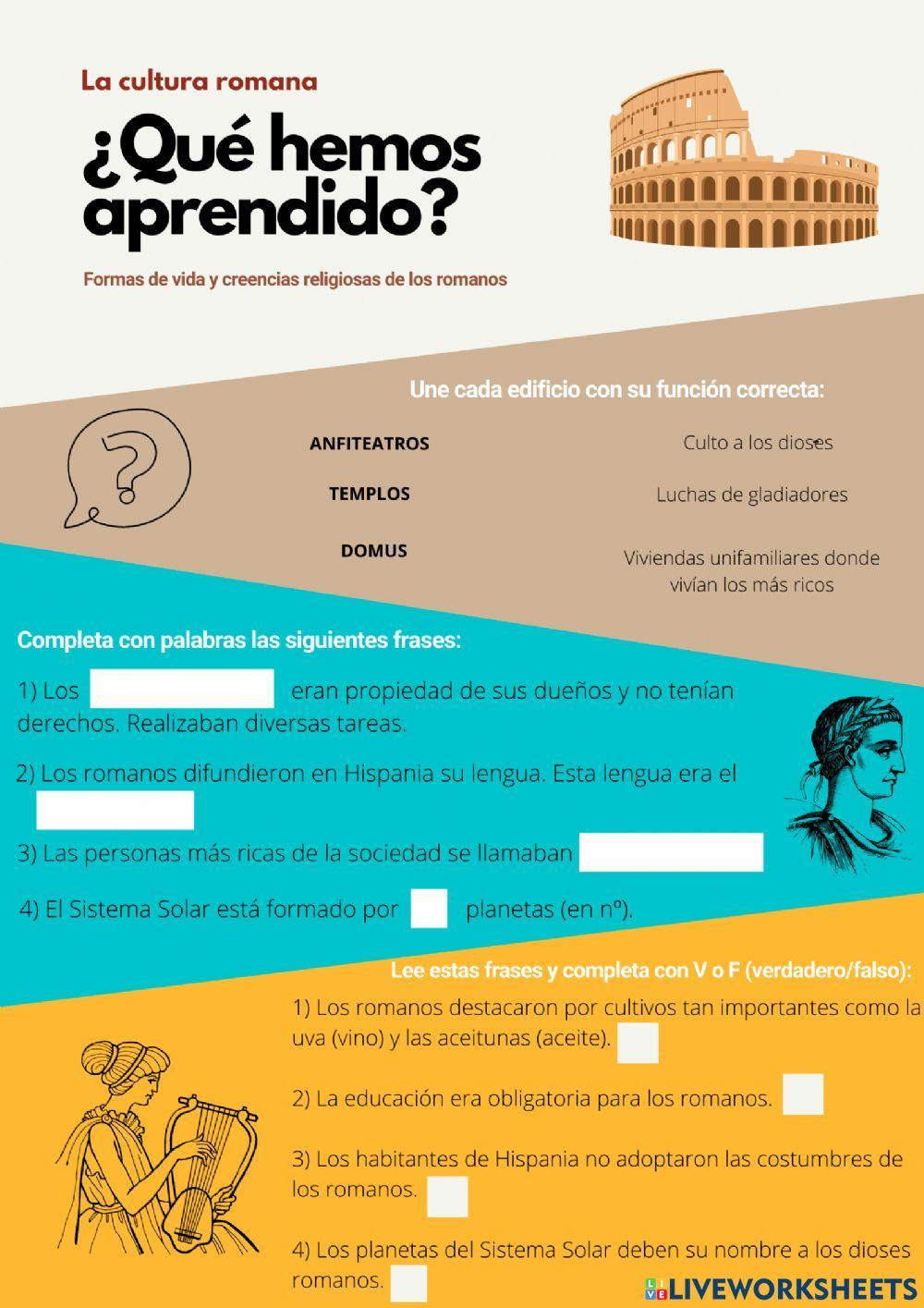 Cuestionario cultura romana