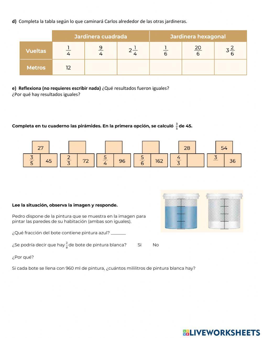 Multiplicación y-o diviisión de números fraccionarios o decimales con números naturales.