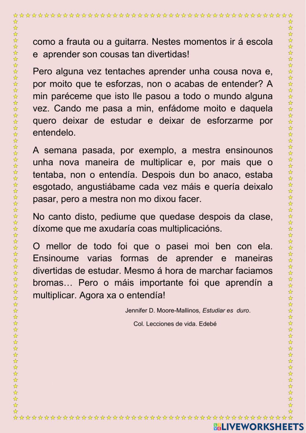 O traballo de estudante