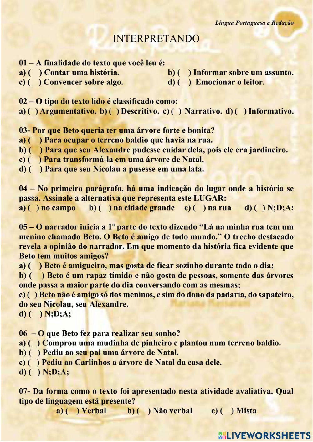 Avaliação de ana carmen - ultima atividade