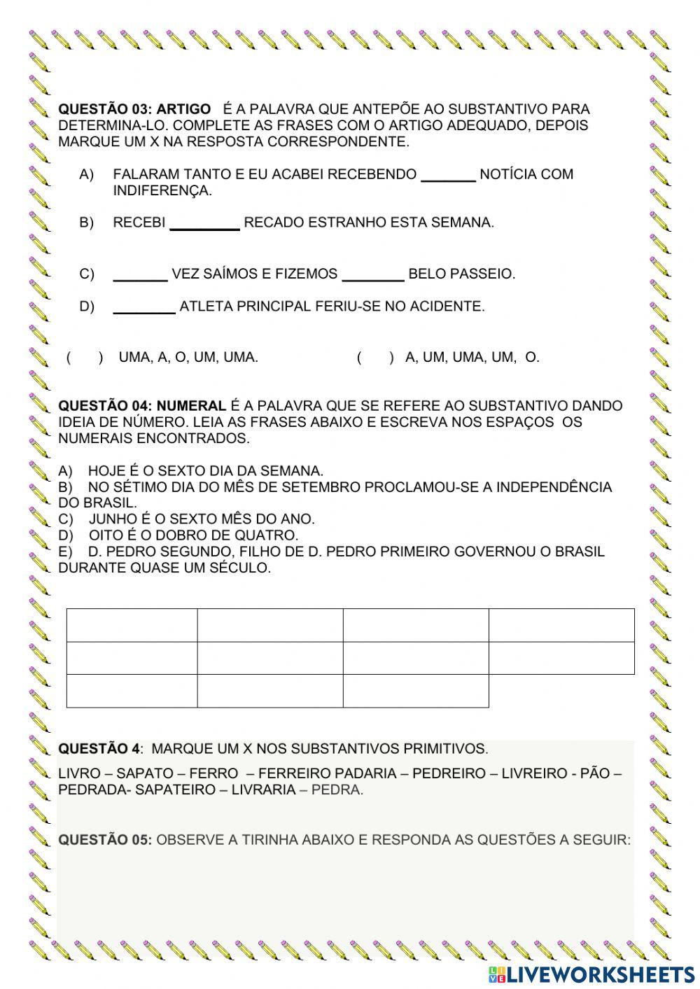 Avalição de português