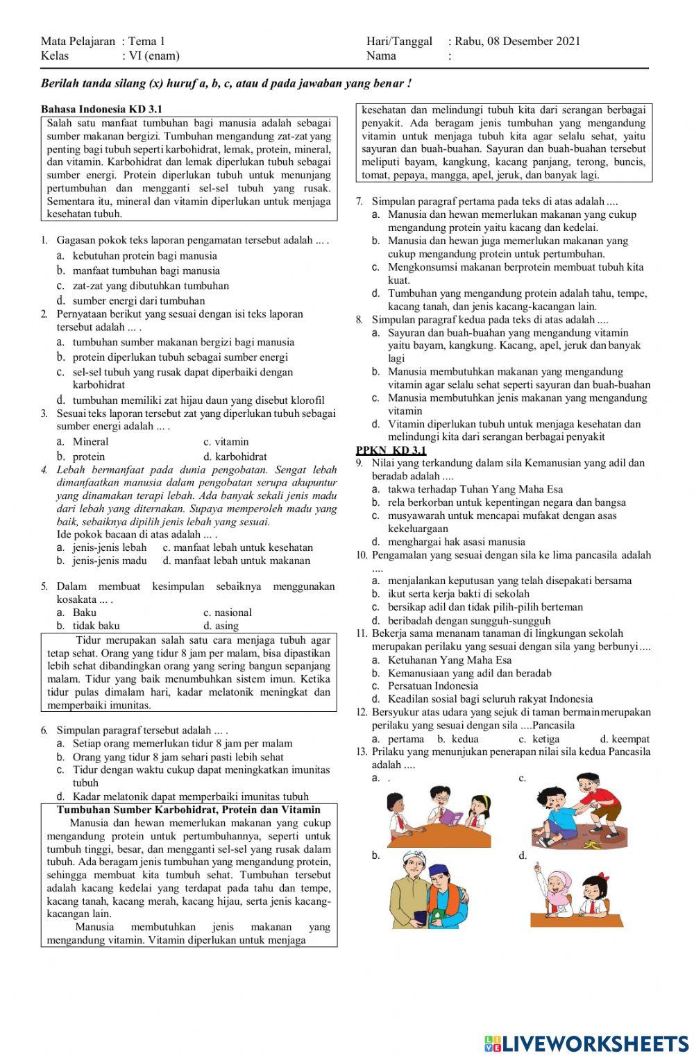 Ulangan Harian Tema 1