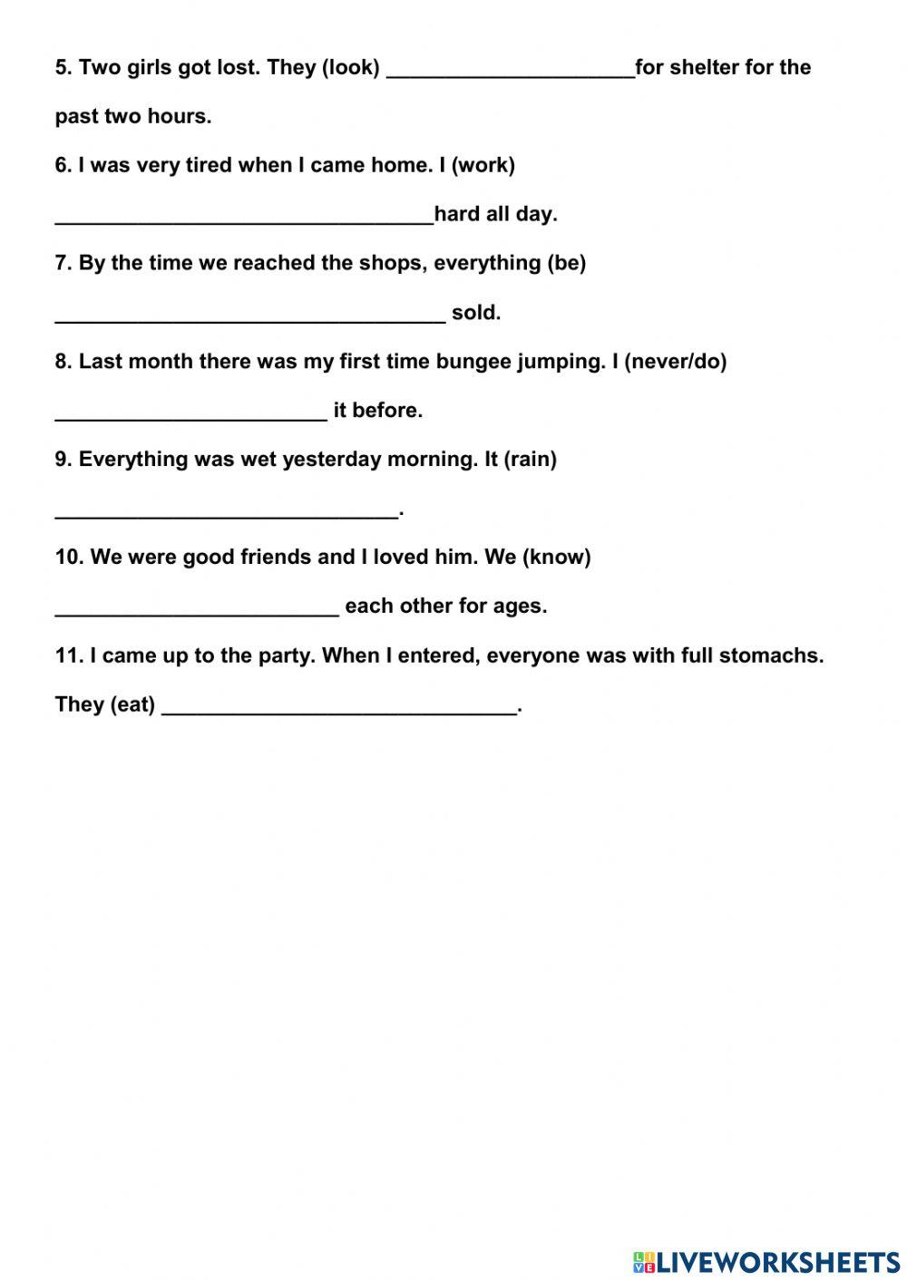 Past Perfect - Past Perfect Continuous