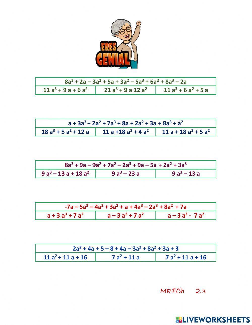 Reducción de términos semejantes