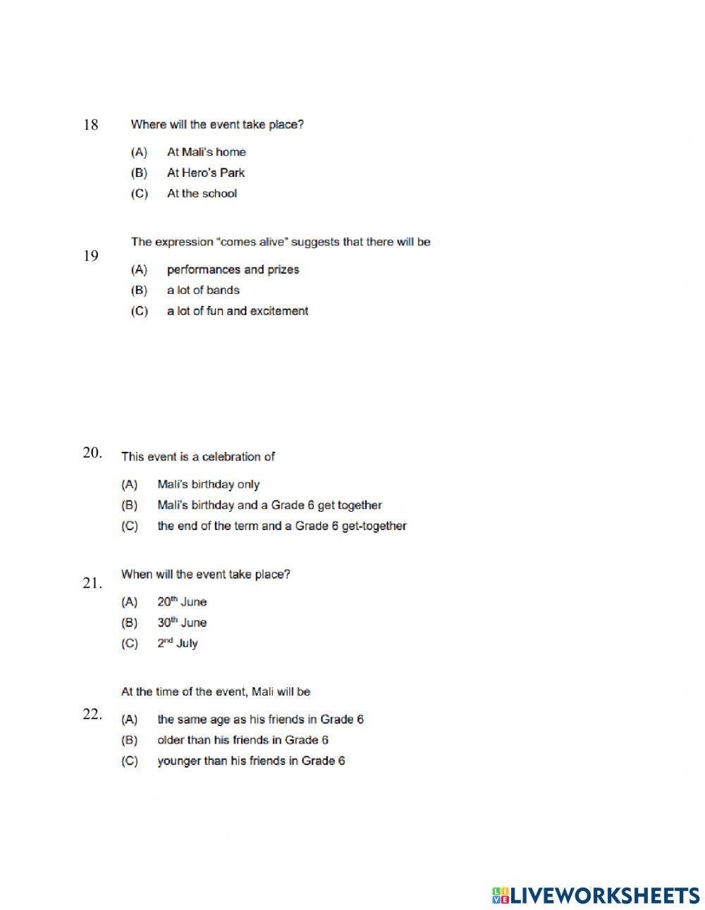 Language Arts Assessment 4 OLG6