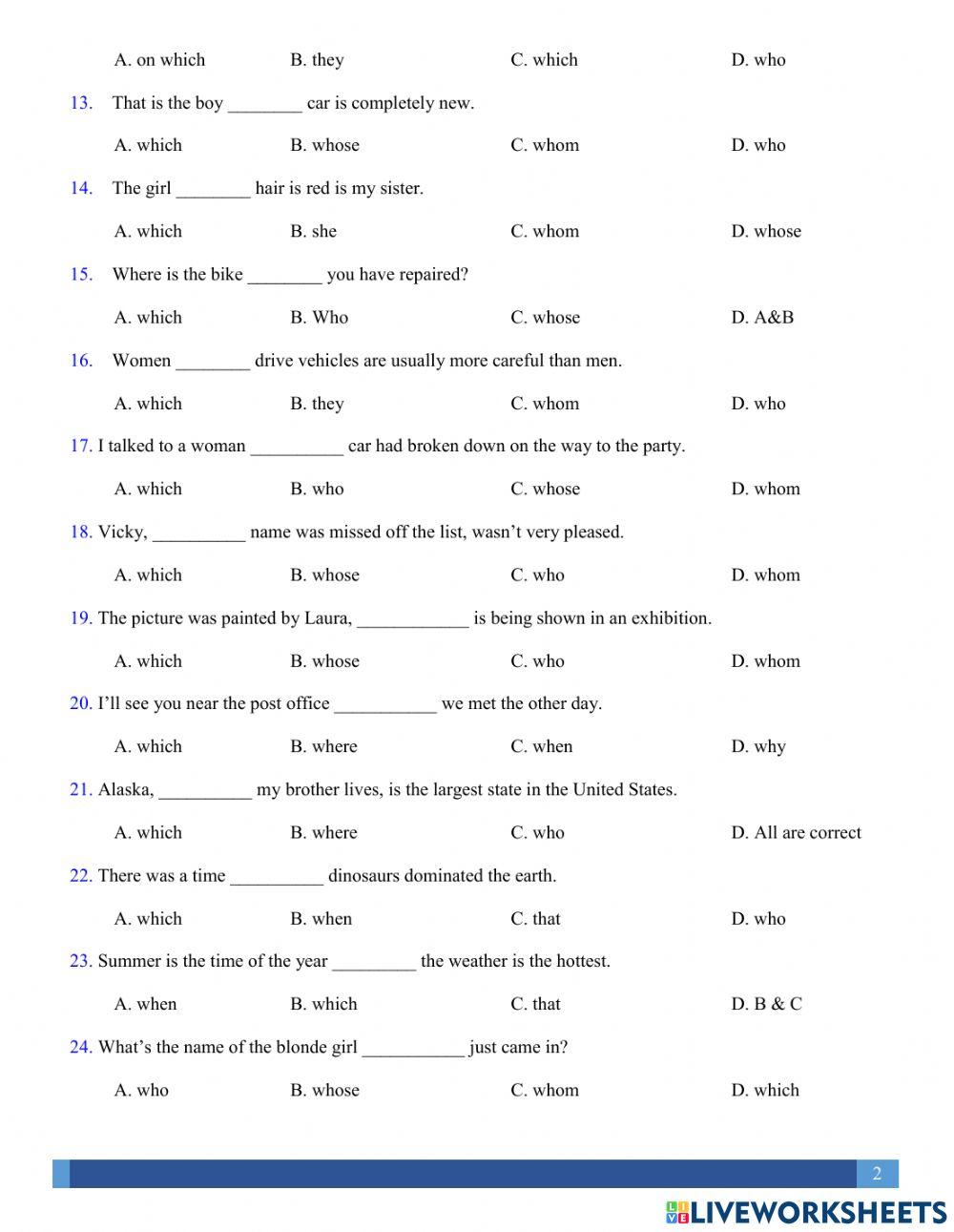 Grade 5 relative clause practice 3