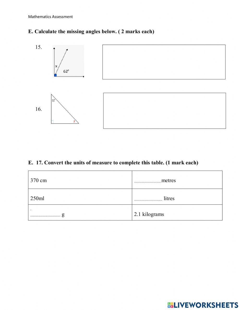 Mathematics Assessment 4 OLG6