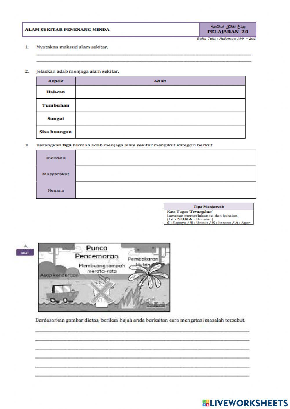 Pelajaran 20 :  ALAM SEKITAR PENENANG MINDA