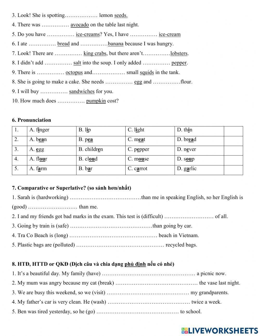 Group 4 a an some any