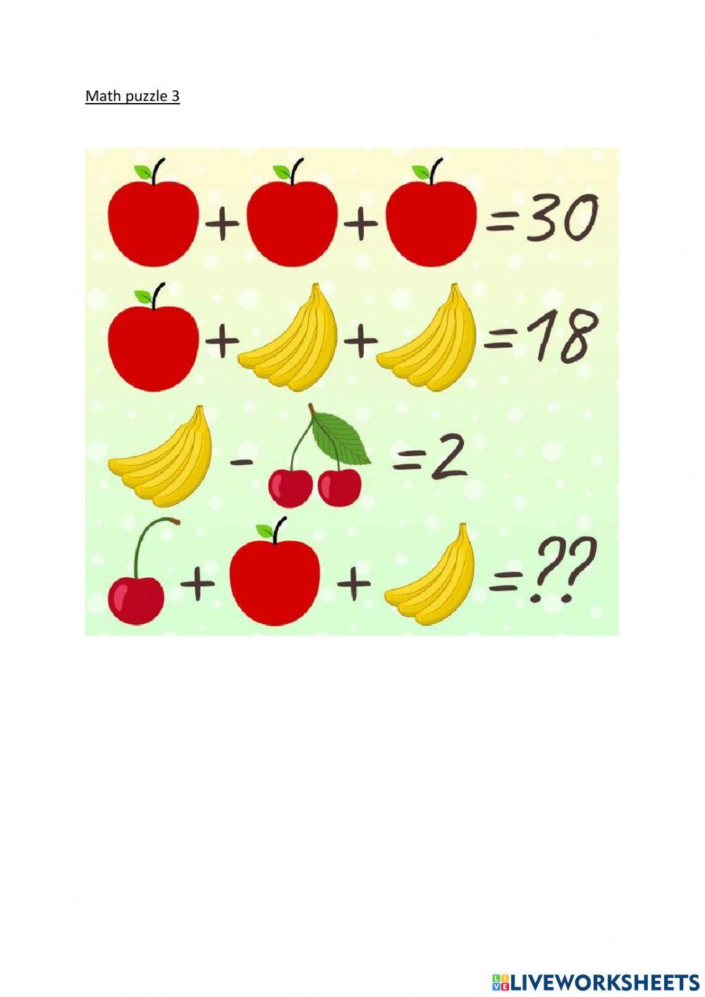 Math puzzle | Free Interactive Worksheets | 1717188, image size:1000x1413