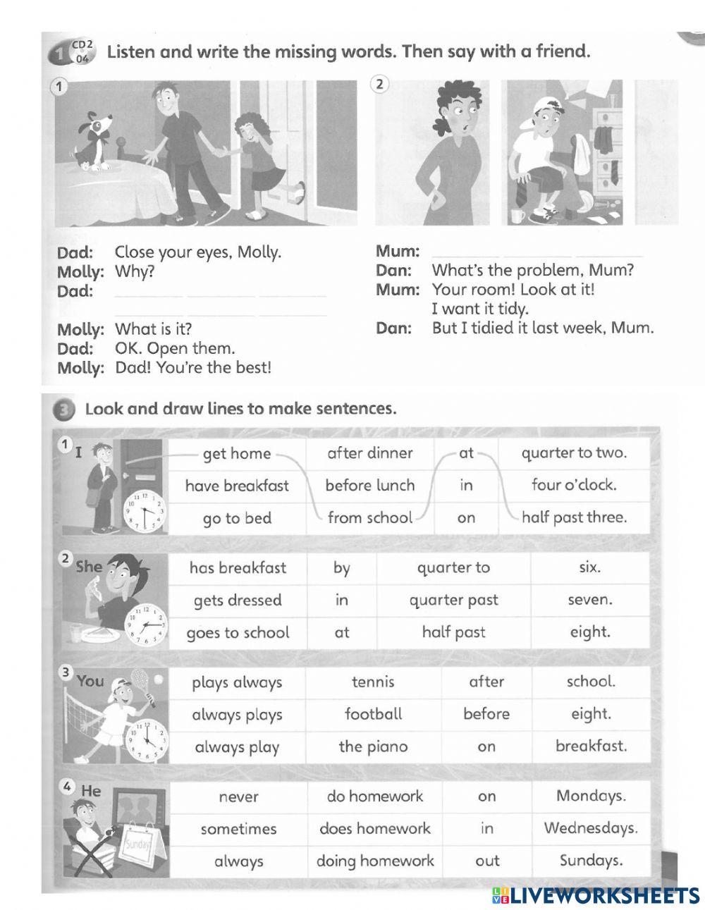 Daily task review test online exercise for live worksheets