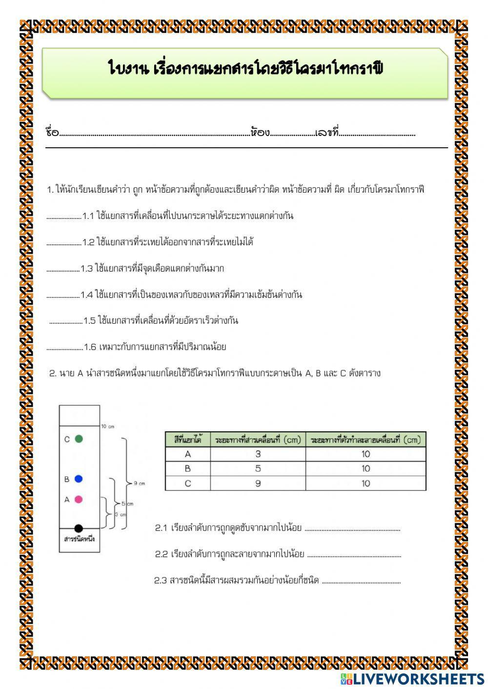 การแยกสารโดยการกลั่นและโครมาโทกราฟี