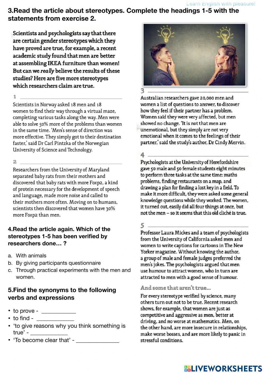 Men and women stereotypes